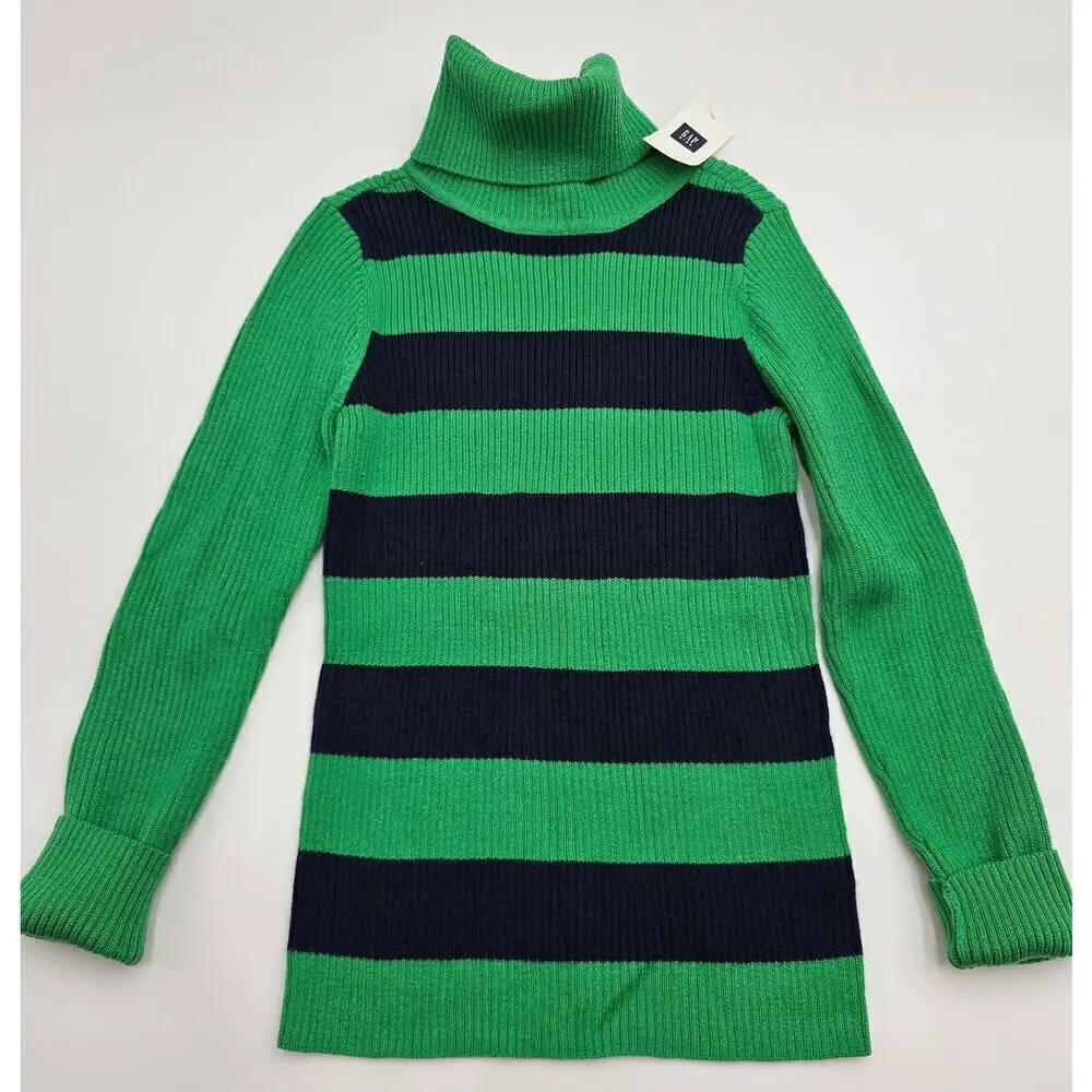 GapKids Girl's 6/7 Green and Navy Blue Turtleneck NWT and Polkadot Sweater GUC